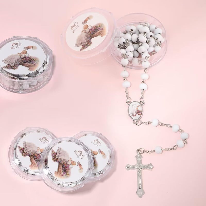 Brilucky 12 PCS Guardian Baby Angel White Bead Scented Rosaries For Baptism Gifts Girls Boys,Rosaries In Bulk For First Communion Party Favors Guests,Rosarios Catolicos 12 Pack Para Recuerdos De Bautizo - Image 4
